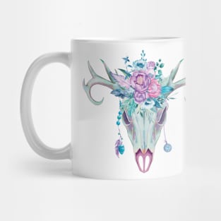 🤩 Boho skull with pink flowers Mug